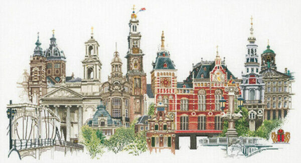 THEA GOUVERNEUR CROSS STITCH KIT - amsterdam 18ct adia 79x50cm Buildings