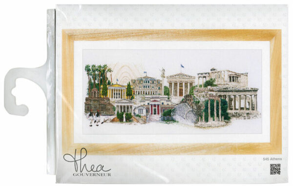 THEA GOUVERNEUR CROSS STITCH KIT - athens 36ct linen 79x50cm Buildings