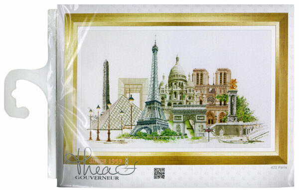 THEA GOUVERNEUR CROSS STITCH KIT - paris 18ct aida 79x50cm France Buildings