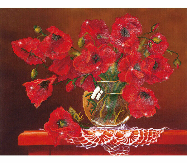 Diamond Painting Kit Dotz 5D 2D Rhinestone RED POPPIES 50.8 x 40.6cm Red Flowers