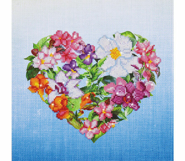 Diamond Painting Kit Dotz 5D 2D Gem FLOWER HEART 37 x 37cm Love Floral