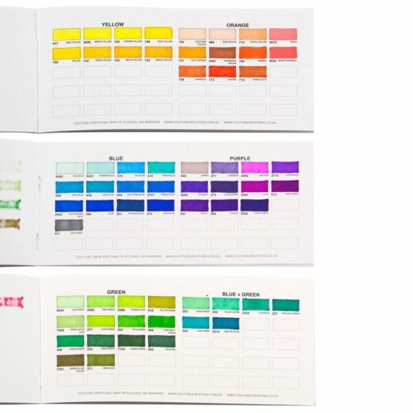 Couture Creations Twin Tip Alcohol Ink Marker - Colour Swatch Book (DL Size) - Image 2