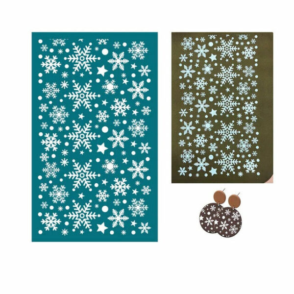 Snowflakes - Self-Adhesive Silk Screen Stencils for Polymer Clay Reusable X-mas