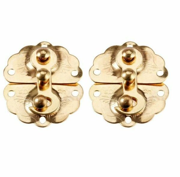 4x Hook Latch Gold Wooden Jewelry Gift Box Hardware Hasps Catch Chest Metal