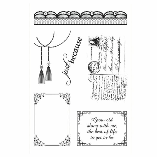 Ultimate Crafts Clear Stamp Set - Magnolia Lane Vintage Frame Border Lace