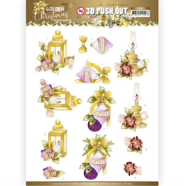 Find It 3D Diecut Decoupage A4 Pushout Kit - Golden Christmas Christmas Lantern