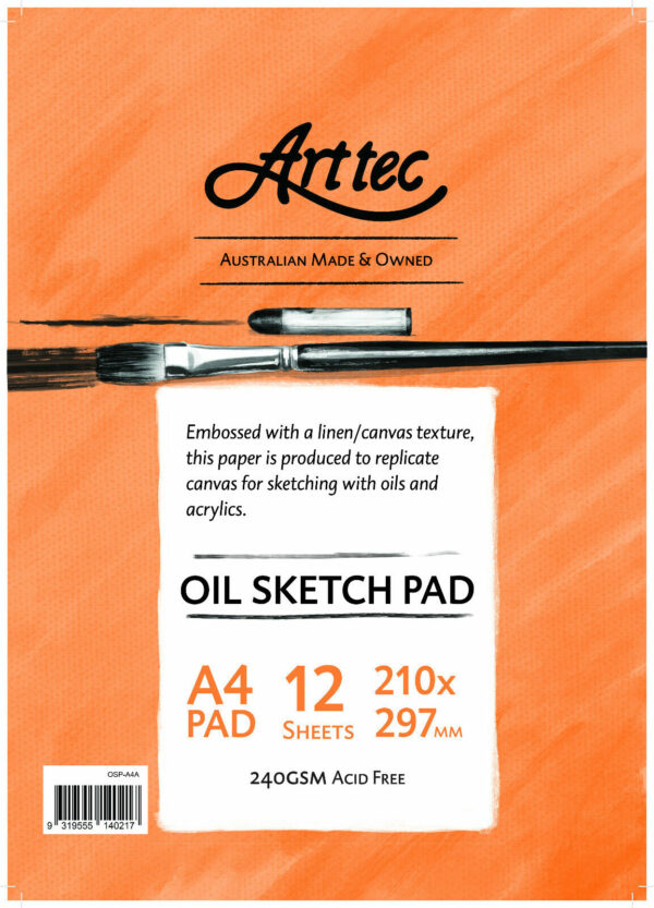 Art Tec A5 & A4 Paper Pad - Oil Sketch 240gsm 12 Sheets Canvas Embossed No Bleed