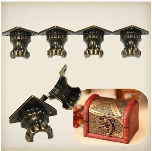 4x Feet Vintage Antique Wooden Jewelry Gift Box Hardware Home Decor Screws - Image 2