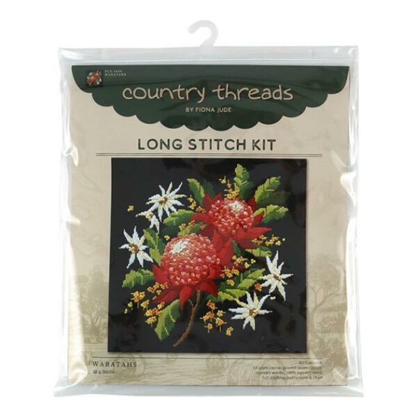 Long STITCH KIT Waratahs Australian Flowers Square Panel 30x30CM Tapestry