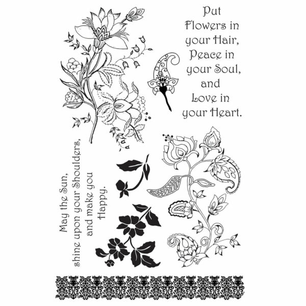 Ultimate Crafts Clear Stamp Set - Bohemian Bouquet - Flowers In Your Hair