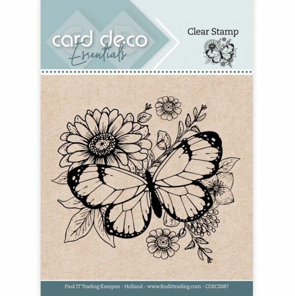 Find it Card Deco Essentials - Clear Stamps - Butterfly Flower Craft Texture