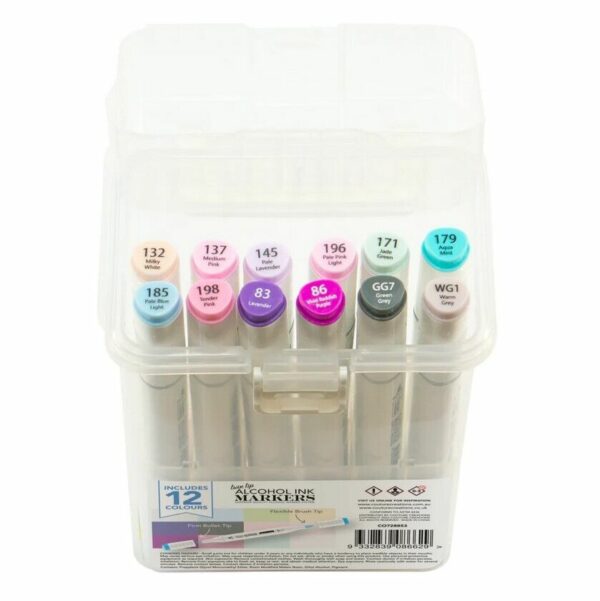 Couture Creations Twin Tip Alcohol Ink Blending Marker Brush - 12 Pack Pastel