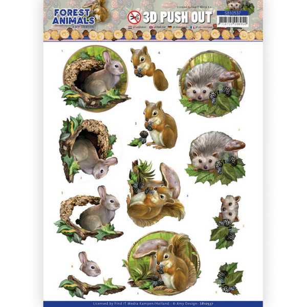 Couture 3D Diecut Decoupage A4 Pushout Kit Amy Design Forest Animals Rabbit