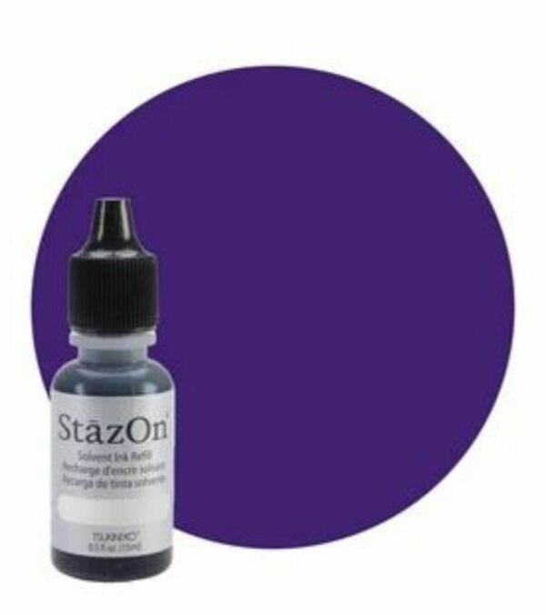 Tsukineko StazOn solvent-based Ink Refill 15ml Reinker 101 Royal Purple Resin