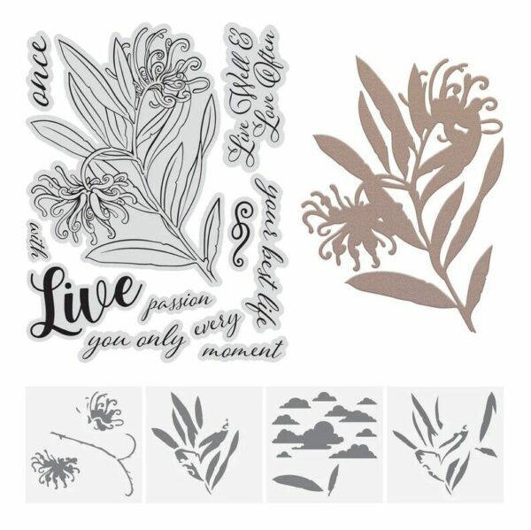 Couture Creations Stamp Die & Stencils Flourish & Thrive Grevillia Blooms Flower