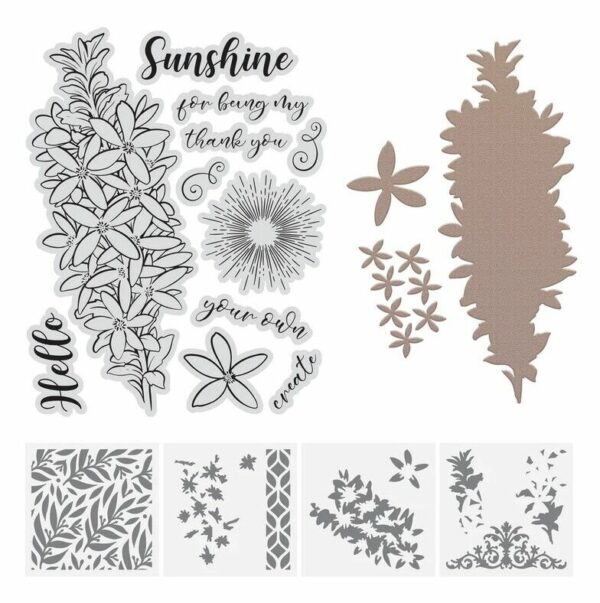 Couture Creations Stamp Die & Stencils Flourish & Thrive Box Leaf Waxflowers