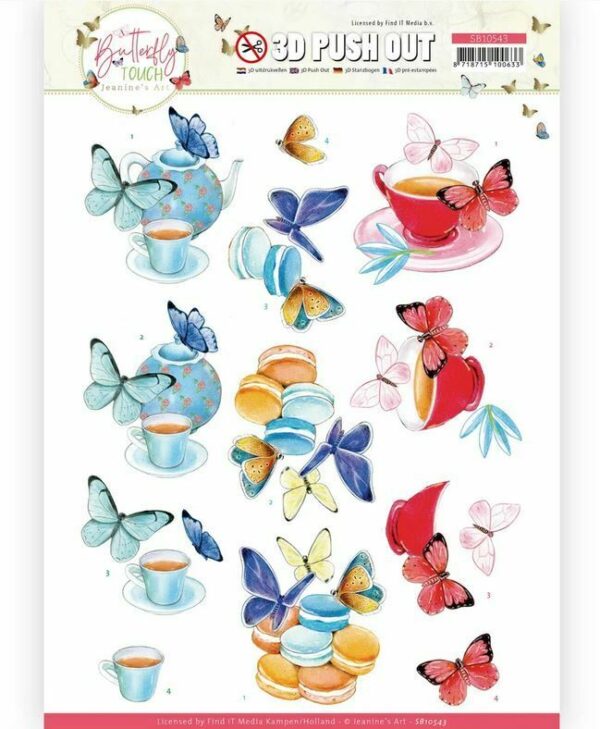 3D Die cut Decoupage A4 Pushout Jeanine's Art - Butterfly Touch - Blue Butterfly