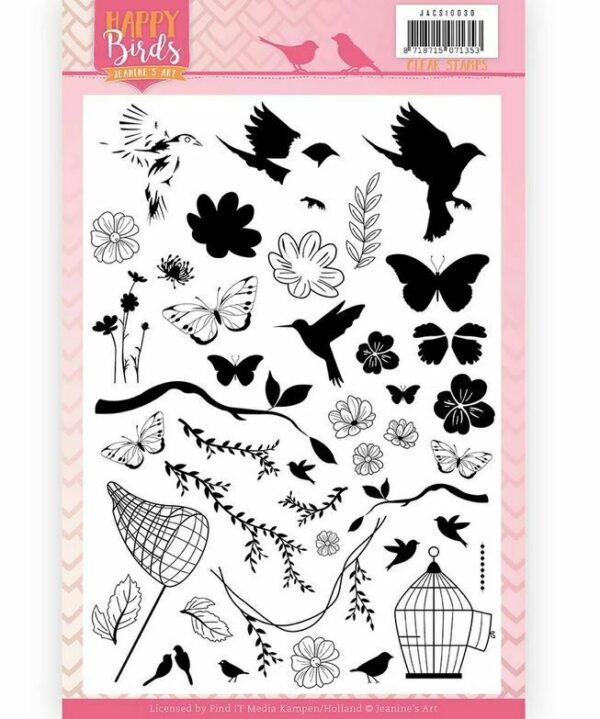 Jeanine's Art - Clear Stamps Happy Birds Layered Butterflies Cardmaking Flowers