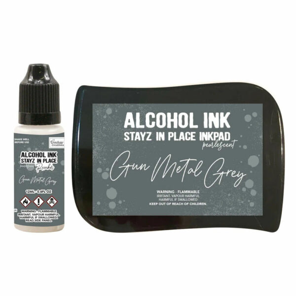 Stayz in Place Permanent Alcohol Ink Pad + reinker - Gun Metal Grey Pearlescent