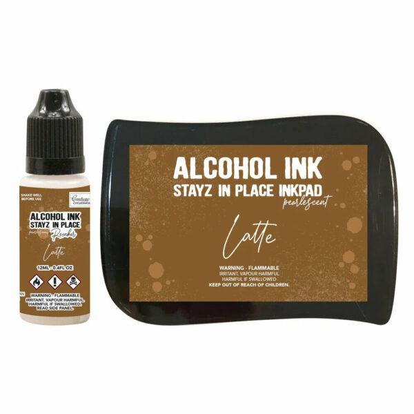 Stayz in Place Permanent Alcohol Ink Pad + reinker - Latte Pearlescent Brown