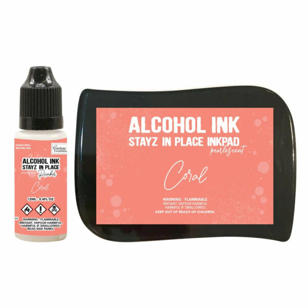 Stayz in Place Permanent Alcohol Ink Pad + reinker - Coral Pearlescent Pink