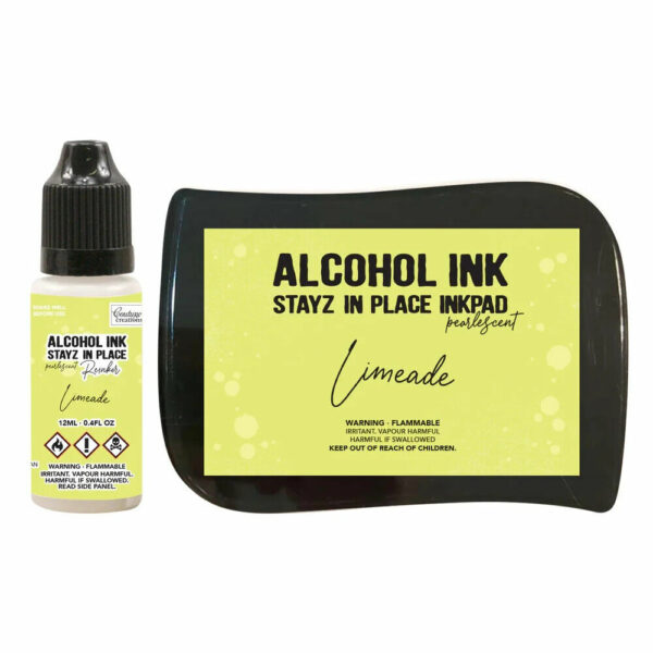 Stayz in Place Permanent Alcohol Ink Pad + reinker - Limeade Yellow Pearlescent