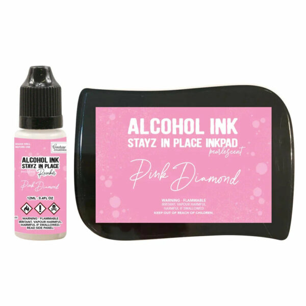 Stayz in Place Permanent Alcohol Ink Pad + reinker - Pink Diamond Pearlescent