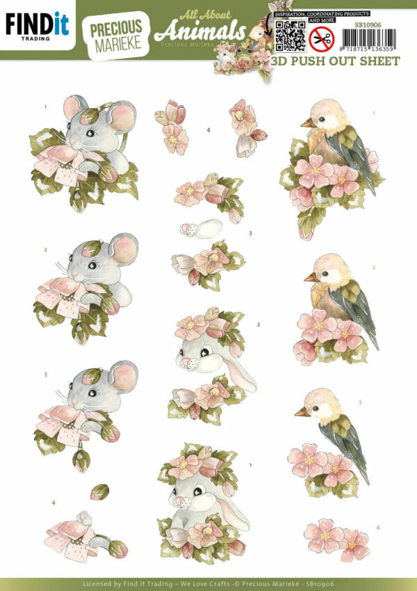 Find It 3D Diecut Decoupage A4 Pushout Kit All About Animals - All About Pink