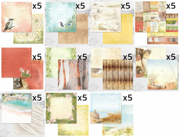 Coutrue Creations Sweeping Plains 12x12" BULK Paper Pack Australian 55 Sheets