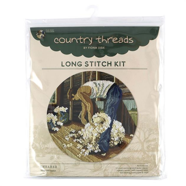 Country Threads Long STITCH KIT Shearer Round 30cm Tapestry Australian Native