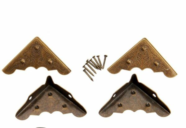 4x Corners Vintage Antique Wooden Jewelry Gift Box Hardware Home Decor Edges