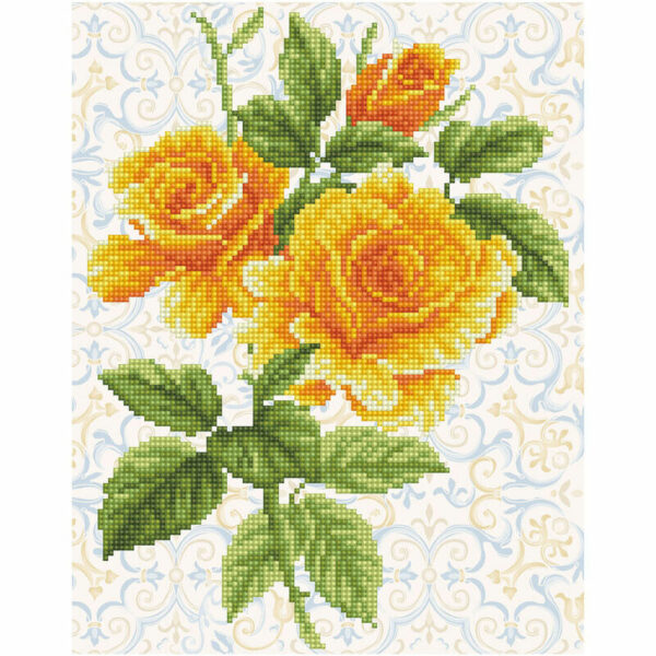 Diamond Painting Kit Dotz 5D 2D Gem YELLOW BOUQUET 28 x 36cm Rose Flowers