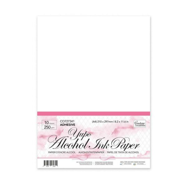 Couture Blending Paper White Adhesive A4 250gsm 10x sheets Alcohol Ink Paper