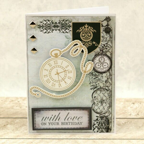 Couture Creations Cut Foil Emboss Die Gentlemans Emporium Pocket Watch Men 1pc - Image 4