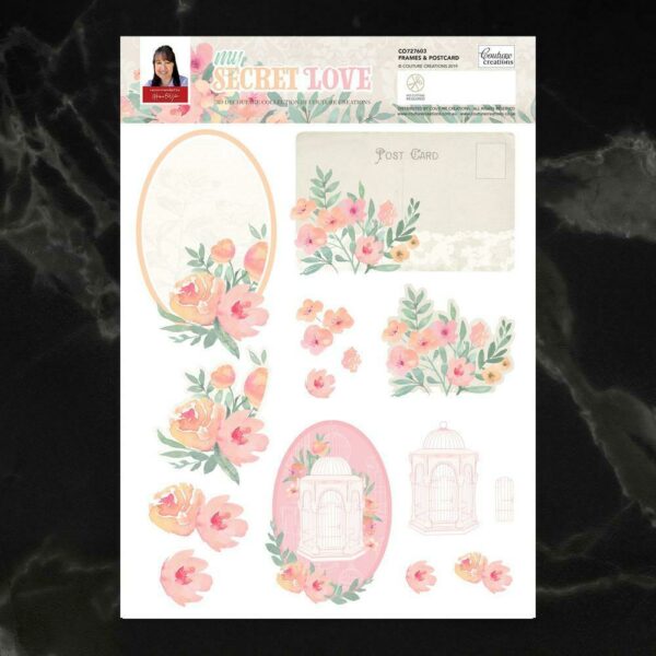 Couture 3D Diecut Decoupage Pushout Kit My Secret Love - Frames and Postcard A4