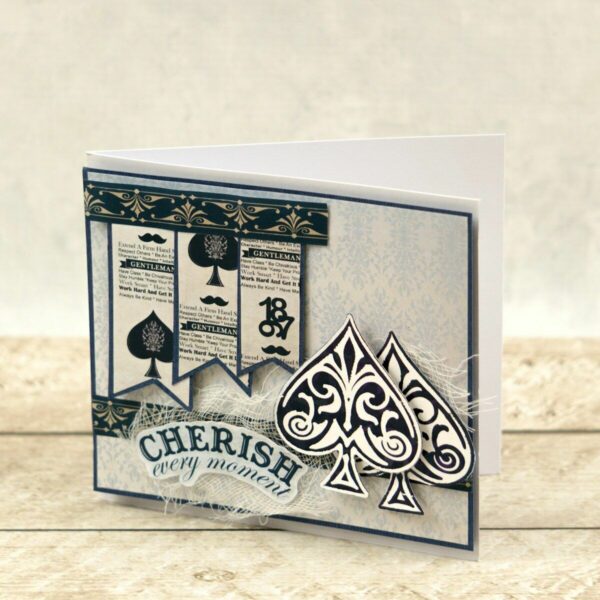 Couture Creations Cut Foil Emboss Die Gentlemans Emporium Spades Card 1pcs - Image 2