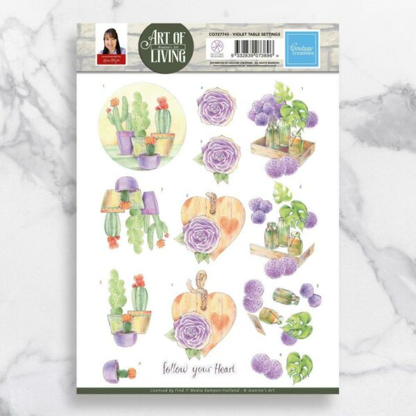 Couture 3D Diecut Decoupage A4 Pushout Kit Jeanine's Art - Violet Table Settings