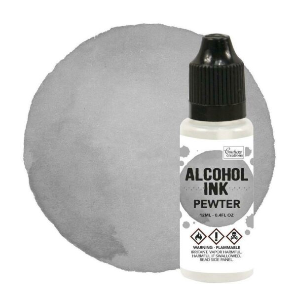 Couture Creations 1x Alcohol Ink - Slate / Pewter - 12ml Grey Gray Resin Clay