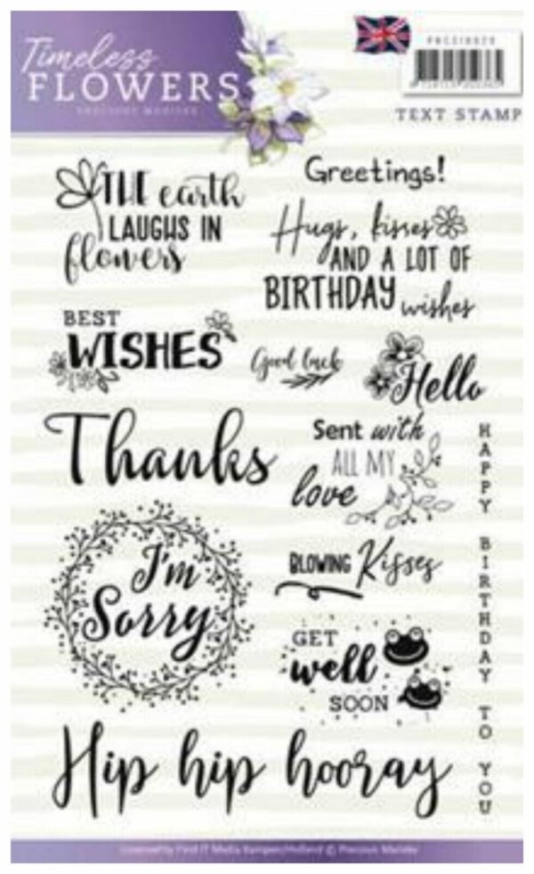 Precious Marieke Clear Stamps Timeless Flowers English Text Sentiments Words