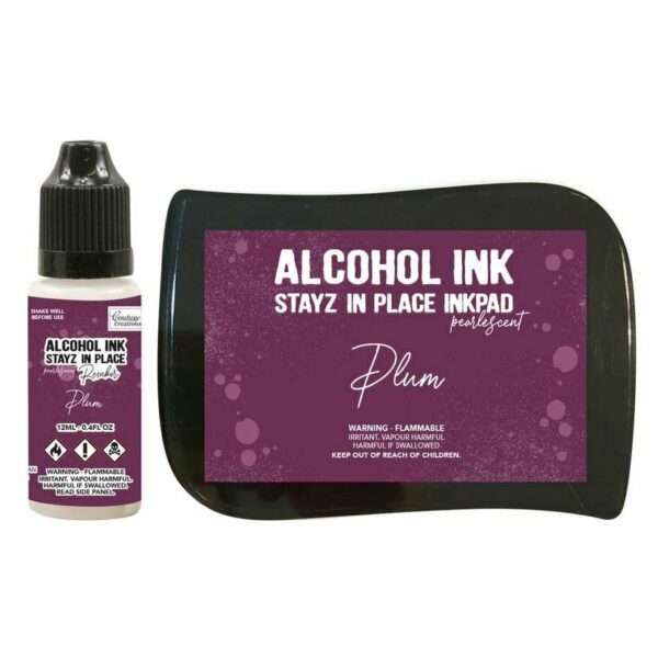 Couture Stayz in Place Alcohol Ink Pad + 12ml reinker - Plum Pearlescent Purple