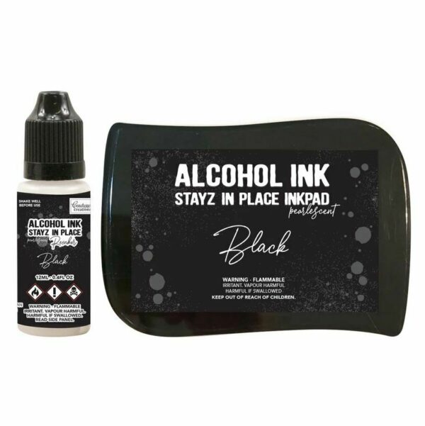 Stayz in Place Permanent Alcohol Ink Pad + reinker - Jet Black Pearlescent Craft