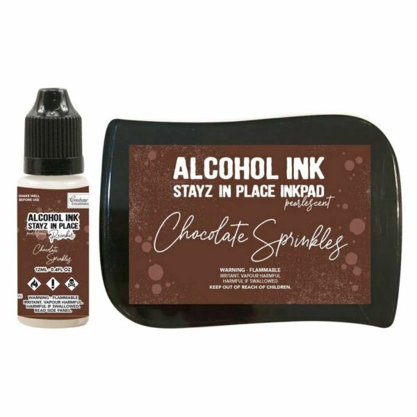 Couture Stayz in Place Alcohol Ink Pad + 12ml reinker - Chocolate Brown Pearl