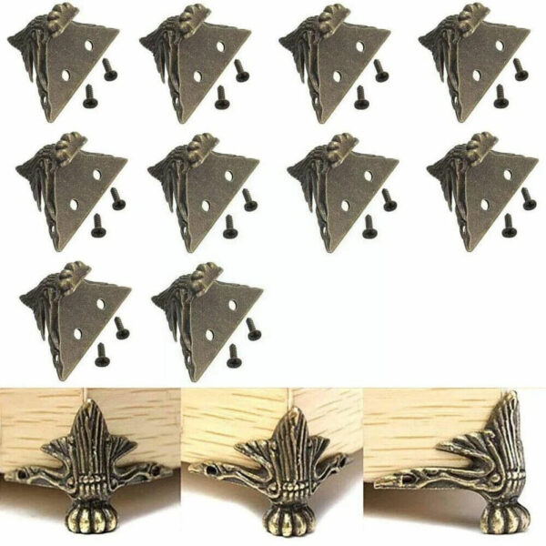 4x Feet Vintage Antique Wooden Jewelry Gift Box Hardware Home Decor Screws - Image 3