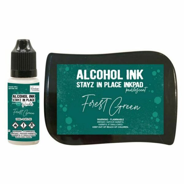 Stayz in Place Permanent Alcohol Ink Pad + reinker - Forest Green Pearlescent