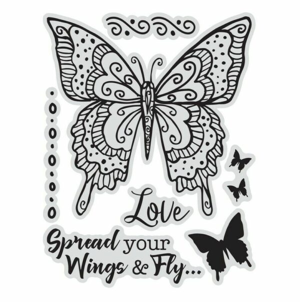 Couture Creations Stamp & Colour Vintage Blooms - Spread Your Wings Butterfly