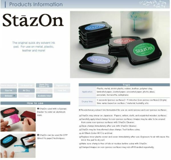 Tsukineko StazOn Permanent Solvent Ink Pad Glass Metal Plastic Cherry Pink Red - Image 2