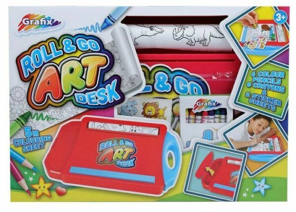 Grafix Roll & Go Portable Art Desk Kids Activity Kit School Holiday Colouring