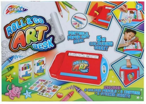 Grafix Roll & Go Portable Art Desk Kids Activity Kit School Holiday Colouring - Image 3