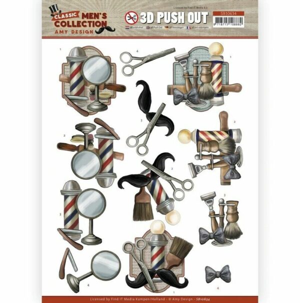 Find it 3D Diecut Decoupage A4 Sheet Amy Design Classic Men Collection - Barber