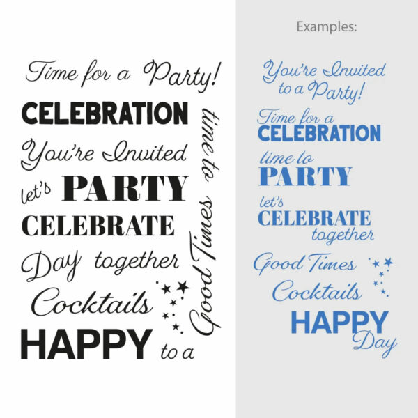 Couture Creations Stamp Set - Sentiment Celebrations (19pc) - 80 x 116mm